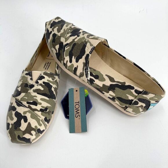 Toms Shoes - Toms Alpargata Dirty Olive Camouflage Print Ortholite Slip On Flats NWT Women 6